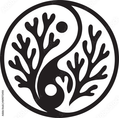 seaweed silhouette vector with white background