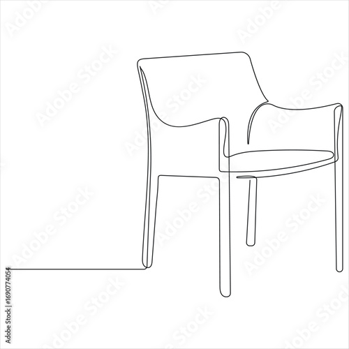 Continuous one line drawing of comfy armchair minimalist furniture sketch vector illustration