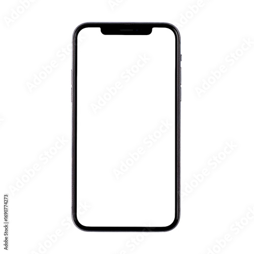 Smartphone Isolated on Transparent Background Front View Black Screen