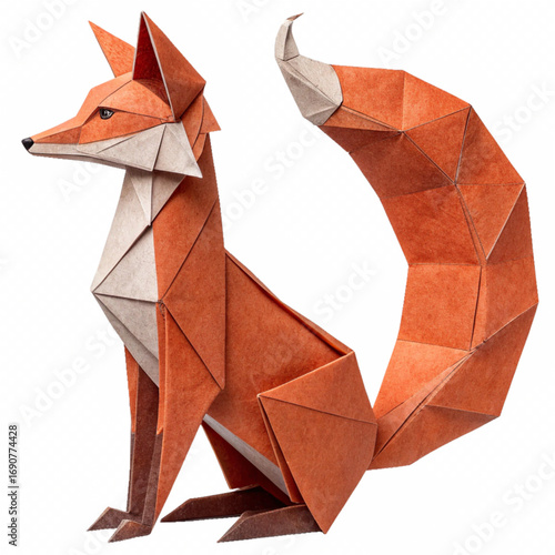 Elegant geometric origami fox sculpture showcases modern artistry and natural inspiration, perfect for sophisticated decor and design projects.