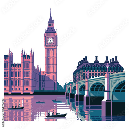 London Big Ben Vector Illustration Iconic Landmark Design
