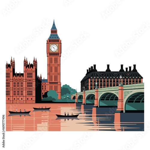 London Big Ben Vector Illustration Iconic Landmark Design
