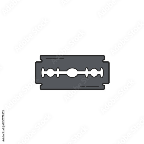 Razor blade with sharp edge lying on clean white surface, representing precision and danger in a minimalist style.
