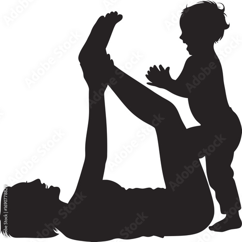 Mother and Child Playtime Silhouette