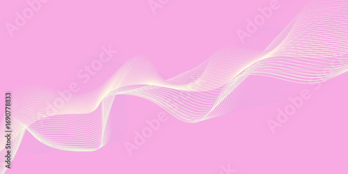 Abstract pink and purple waves create a smooth, curved line design for a vibrant, modern background illustration. Abstract modern wave with thin, flowing lines with smooth gradient from coral pink