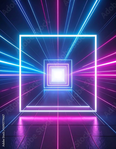 Neon square tunnel