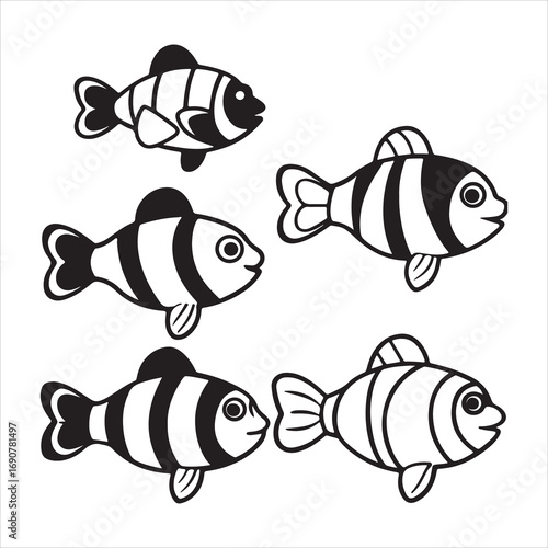 A Serene Portrait of a Clownfish, a Cute and Charming Anemonefish with a Distinctive Pattern, Gracefully Swimming in the Tropical Underwater World