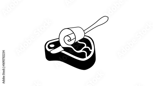 Butcher, fresh meat, symbol, black isolated silhouette