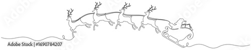 vector line art of  reindeer sleigh