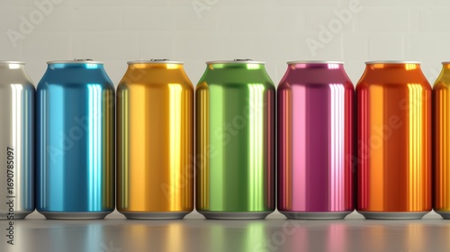 Wallpaper Mural Soft drink can, sleek metallic finish, vibrant colors, 3D illustration , closes up Torontodigital.ca