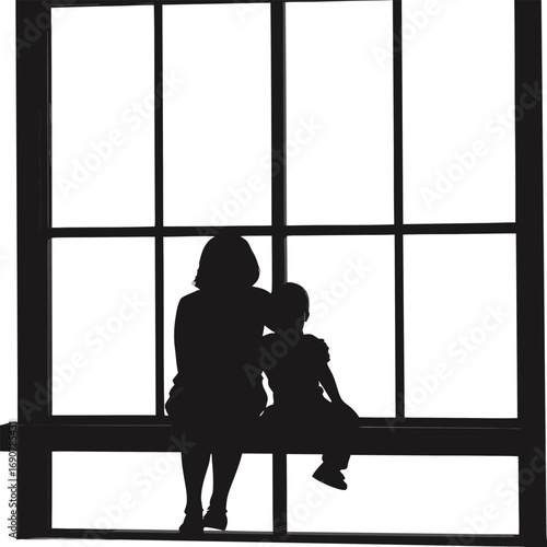 Mother and Child by the Window Silhouette
