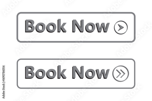 Book now button vector icon set. Linear book now web banner templates for website and mobile apps
