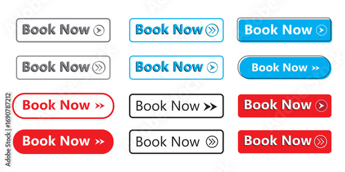 Shop now buttons with cart icon set. Read More, learn more, buy now, download, watch now, book now colorful button online shop set. Vector illustration.