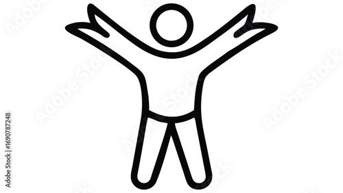Vector outline of a human figure with arms open in a joyful expression