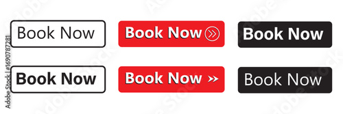 Book Now Icon Set – Vector Reservation Symbols for Website and App UI Design