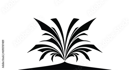 Elegant black abstract flourish design element on white background