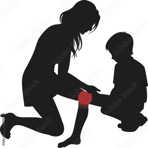 Child's Knee Pain Comforted by Adult