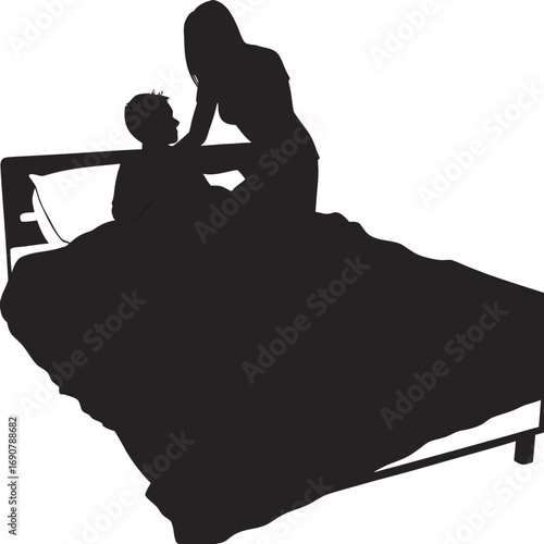Comforting Embrace in Bed Silhouette