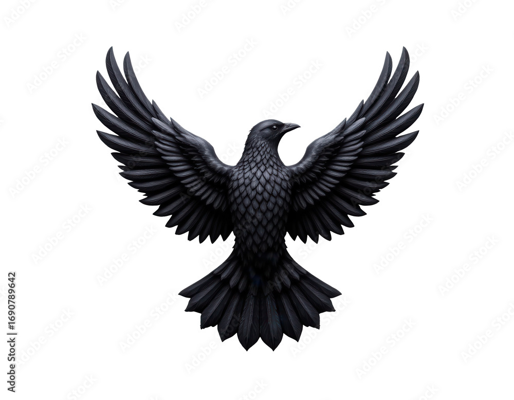 Obraz premium Majestic Black Eagle with Outstretched Wings in Detailed Design