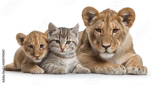 Wallpaper Mural Lion Cub, Kitten, and Young Lioness: A Trio of Big Cats Torontodigital.ca