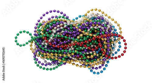Pile of mardi gras beads isolated on transparent background