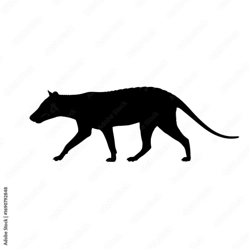 Fototapeta premium Tasmanian tiger silhouette isolated on white background