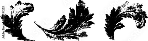 Grunge black and white acanthus design elements for vintage decor and prints