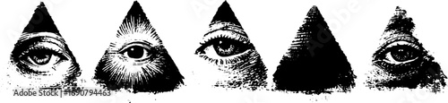 Mysterious eye designs in grunge style for artistic decor and crafts