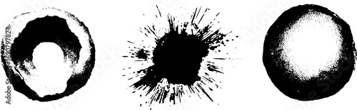 Grunge black and white broken shapes set for urban art and design projects