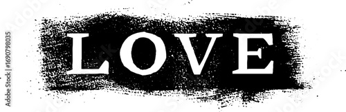 Grunge black and white love illustration with distressed overspray for urban design