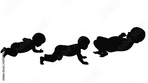 Vector baby crawling silhouette
