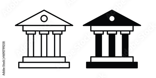 Bank Building Vector Icon. Classical Pillar Architecture, Greek Temple Vector. Ancient Pillar Building Icon