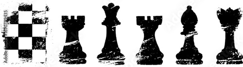Grunge black and white chess piece design for urban art and print projects