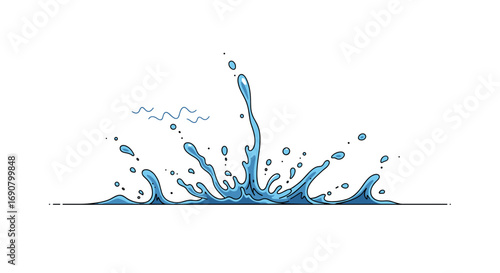 Dynamic water splash illustration capturing the energy of falling droplets into a refreshing liquid surface
