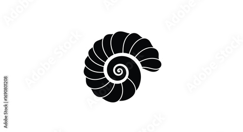 Abstract spiral seashell silhouette for natural design
