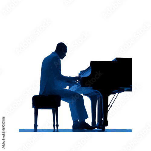 Blue Hour Pianist A Silhouette of Musical Passion