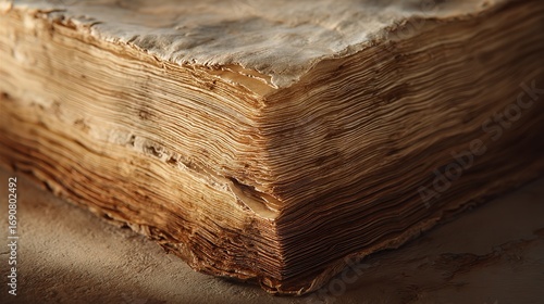 Wallpaper Mural Ancient Book:  Close-up of Aged Pages, Textured Spine, Historical Artifact Torontodigital.ca