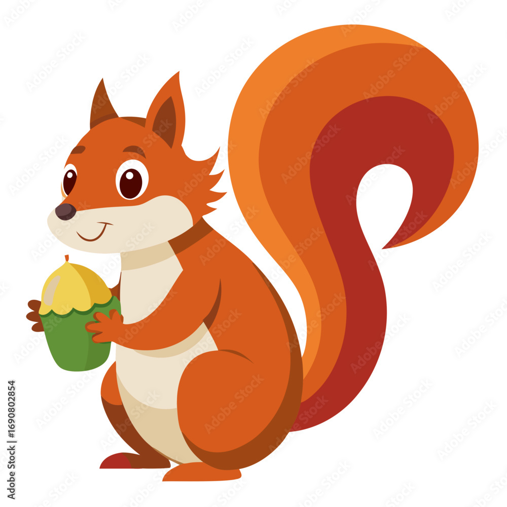 Obraz premium Squirrel with Acorn Vector Illustration