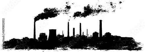 Grunge black and white urban skyline silhouette for artistic design