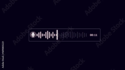 Abstract Wave Voice Animation. 17 seconds IMO Messenger Voice Message Recording Animation. Microphone Icon with Audio Spectrum Animation, Modern Voice Wave Animation Background