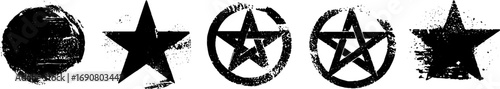 Grunge black and white star and circle symbol set for urban design projects