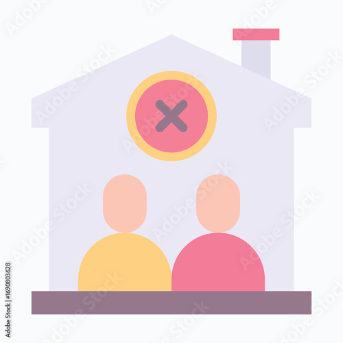  Family Refusal Sharing House Isolated Vector Flat Style Icon