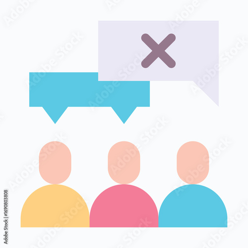 Group Refusal Isolated Vector Flat Style Icon