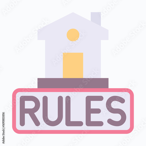 House Rules Sharing House Isolated Vector Flat Style Icon