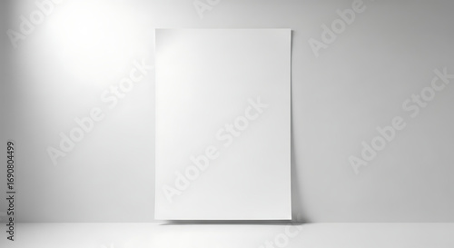 Wallpaper Mural Blank White Vertical Poster Mockup on Light Gray Studio Wall and Floor Torontodigital.ca