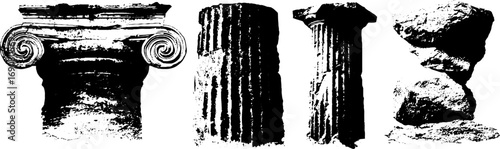 Ancient column capitals and textures for architectural design projects