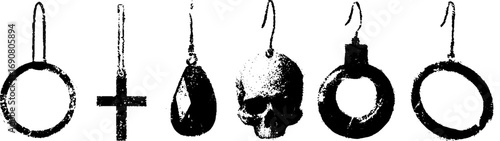 Grunge black and white cross and gothic symbols collection for urban design