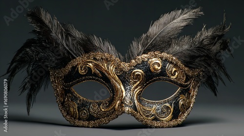 Wallpaper Mural Elegant Black and Gold Venetian Mask: A Masquerade Accessory Torontodigital.ca