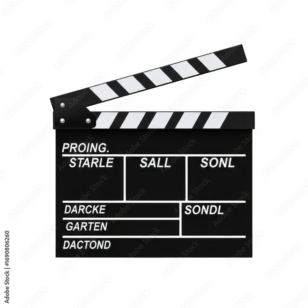 Fototapeta premium Movie clapperboard isolated on transparent background