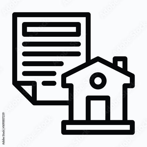 House Contract Sharing House Isolated Vector Lineal Icon